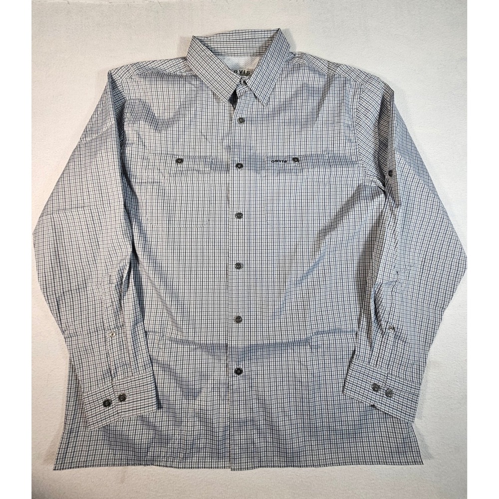 Orvis Mens Gray Plaid Short Sleeve Button Up Shirt Large NWT 1802362